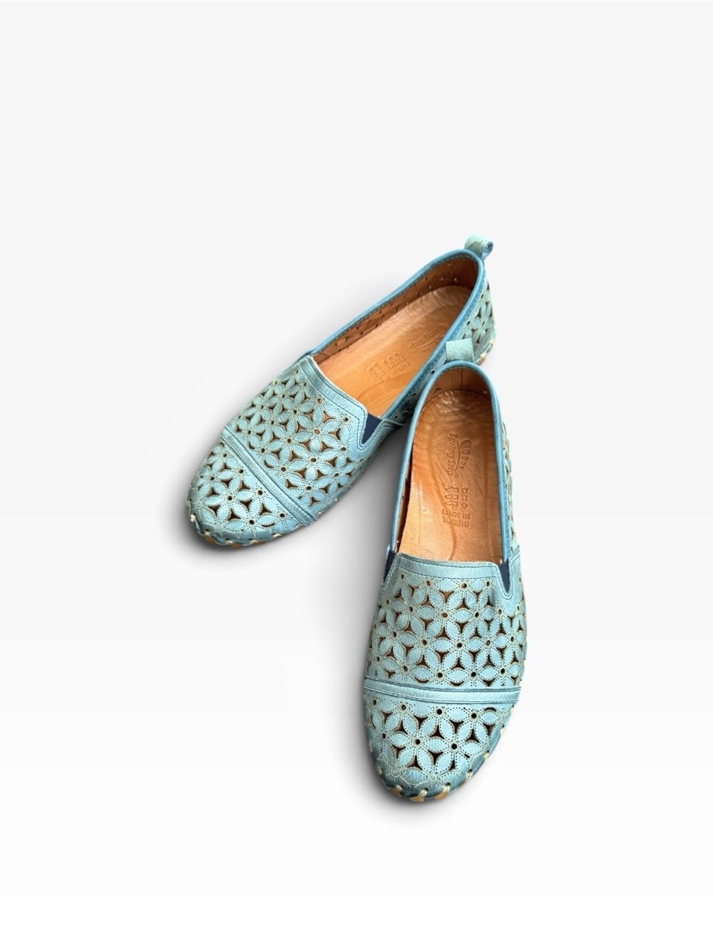 Springstep Flowerflow Blue Flat Size 38 like new leather
